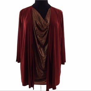 Jaclyn Smith Reddish Gold Cowel Neck Cardigan